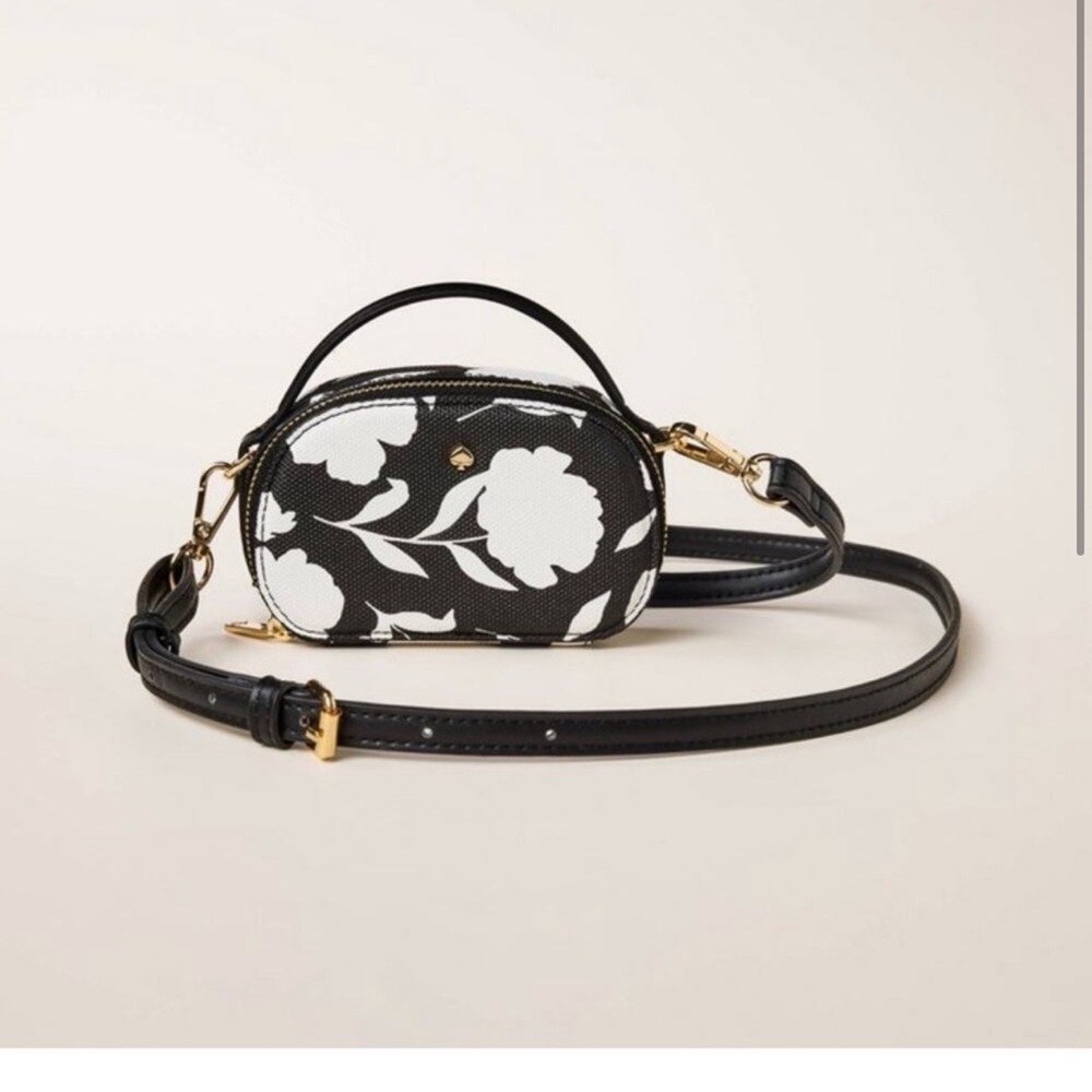 Kate Spade New York x Target Mini Crossbody Bag Flowers White on Black